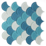 Fish Scale Ocean Glossy Glass Mosaic Tile-Glass Mosaic-American Tile Depot