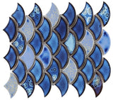 Fish Scale Royal Blue Glossy Porcelain Mosaic Tile