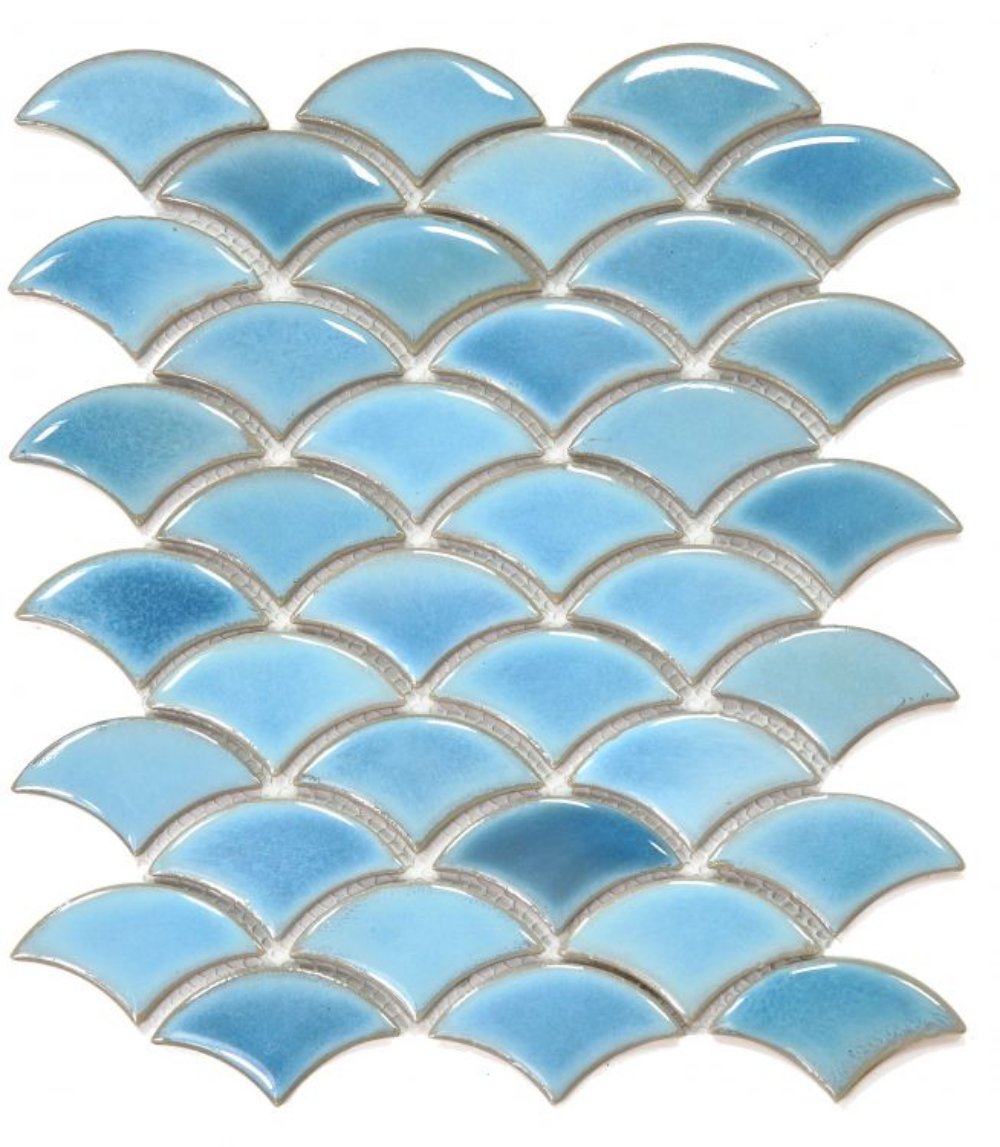 Fish Scale Sky Glossy Porcelain Mosaic Tile-Porcelain Mosaic-American Tile Depot