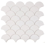 Fish Scale Thassos Polished Marble Mosaic Tile-Marble Mosaic-American Tile Depot