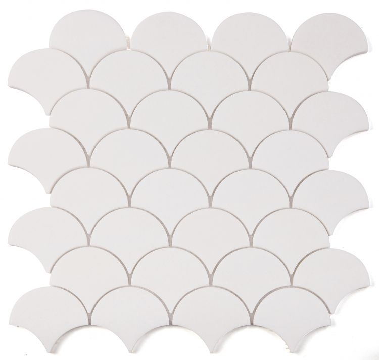 Fish Scale Thassos Polished Marble Mosaic Tile-Marble Mosaic-American Tile Depot