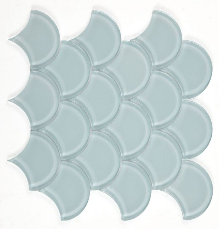 Fish Scale Turquoise Glossy Glass Mosaic Tile-Glass Mosaic-American Tile Depot