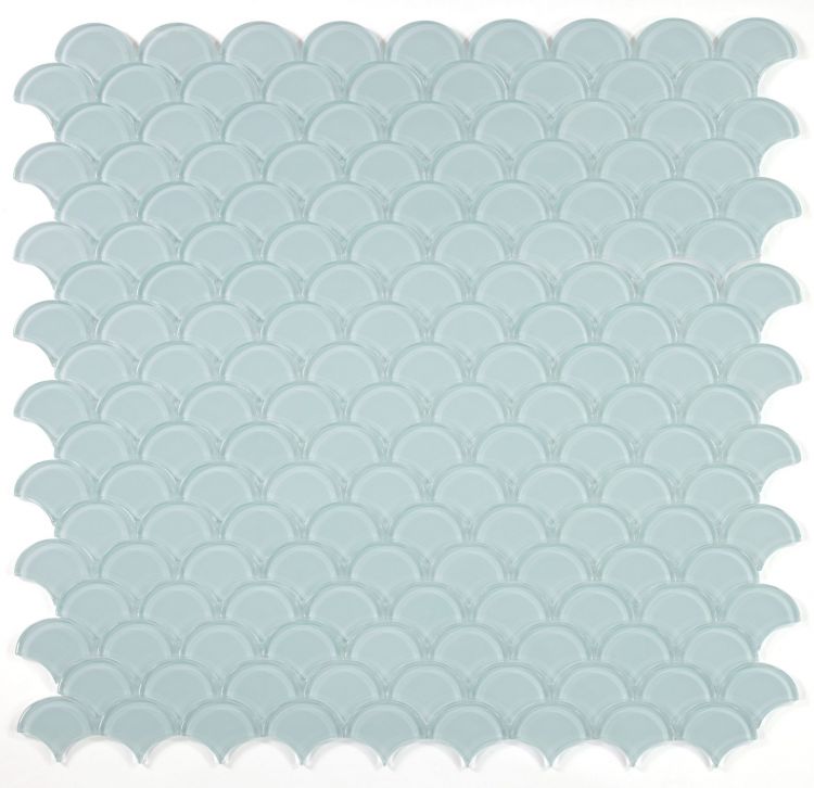 Fish Scale Turquoise Glossy Glass Mosaic Tile-Glass Mosaic-American Tile Depot