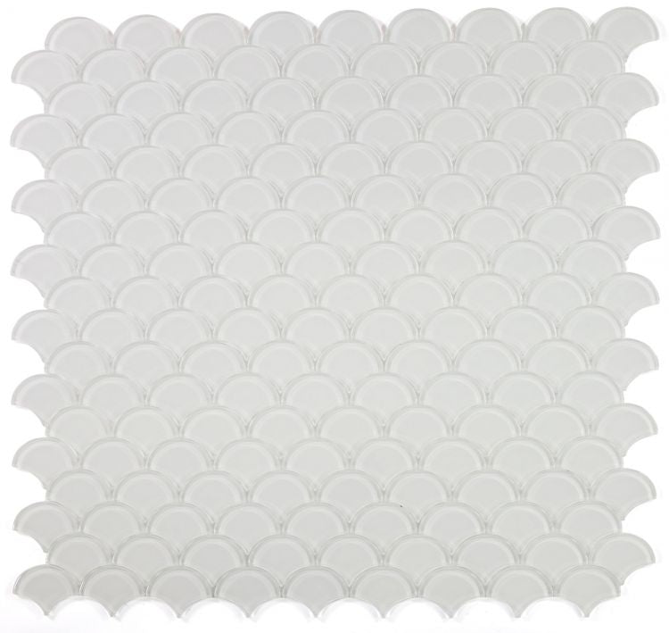 Fish Scale White Glass Glossy Glass Mosaic Tile-Glass Mosaic-American Tile Depot