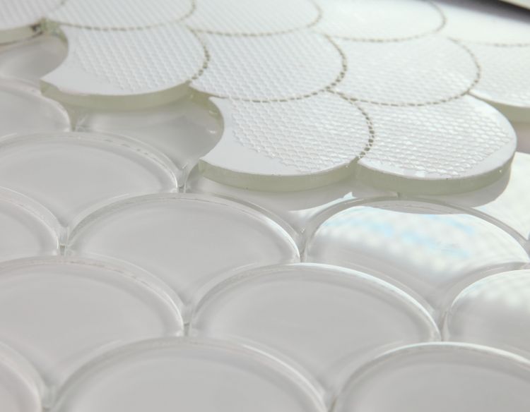 Fish Scale White Glass Glossy Glass Mosaic Tile-Glass Mosaic-American Tile Depot