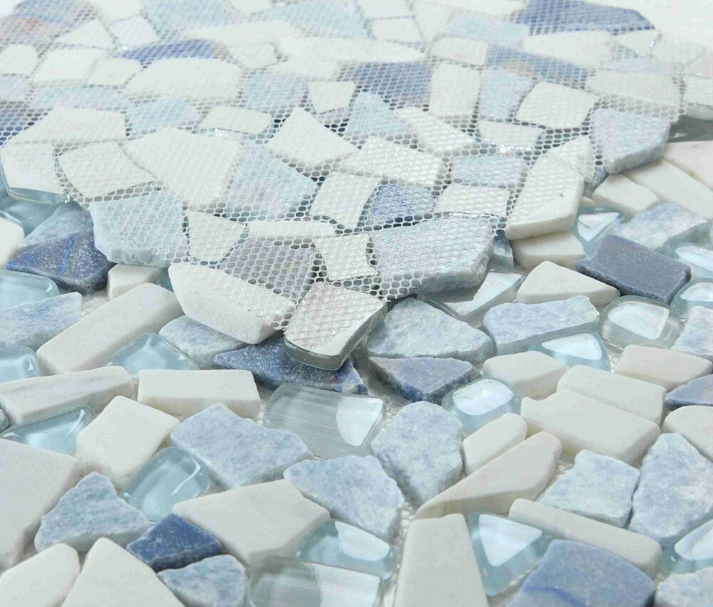 Drop Royal Sapphire Rubble Mosaic Wall Tile-Mixed Mosaic-American Tile Depot