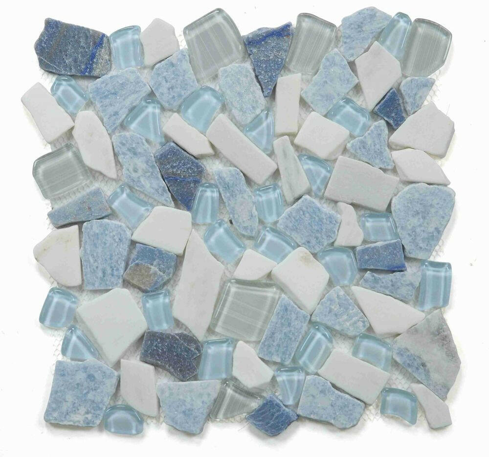 Drop Royal Sapphire Rubble Mosaic Wall Tile-Mixed Mosaic-American Tile Depot