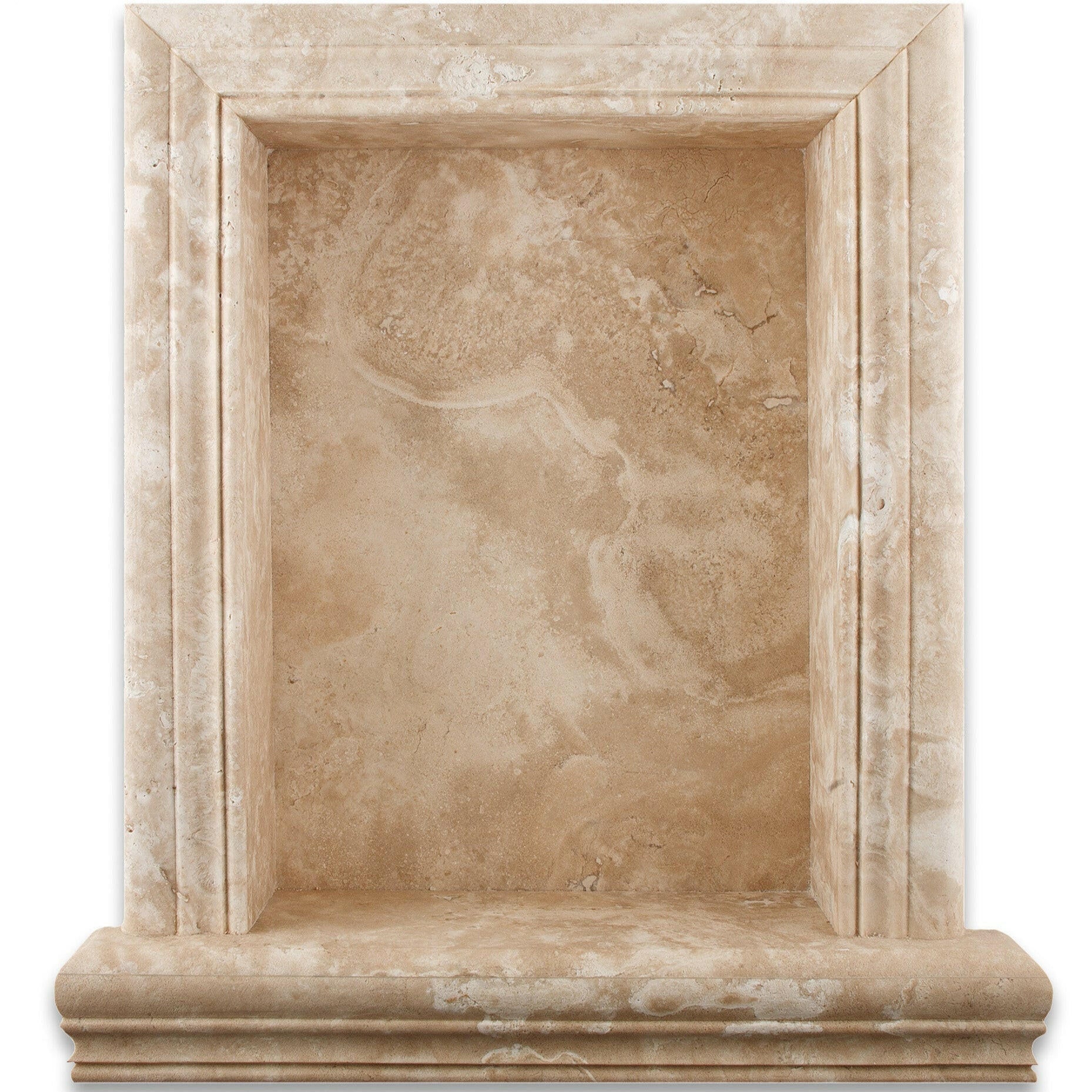 Durango Cream Travertine Hand-Made Custom Shampoo Niche / Shelf - LARGE - Honed-Accessories-American Tile Depot