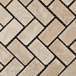 Durango Cream Travertine Tumbled 1 X 2 Herringbone Mosaic Tile-Travertine Mosaic-American Tile Depot