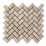 Durango Cream Travertine Tumbled 1 X 2 Herringbone Mosaic Tile-Travertine Mosaic-American Tile Depot