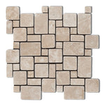 Durango Cream Travertine Tumbled Mini Versailles Mosaic Tile-Marble Mosaic-American Tile Depot