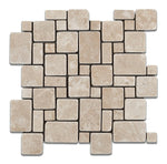 Durango Cream Travertine Tumbled Mini Versailles Mosaic Tile-Marble Mosaic-American Tile Depot