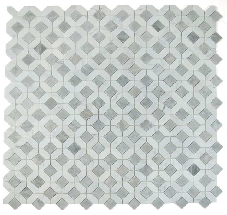 Luna Dawn Polished Octagon Marble Mosaic Tile-Marble Mosaic-American Tile Depot