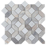 Luna Sky Polished Octagon Marble Mosaic Tile-Marble Mosaic-American Tile Depot