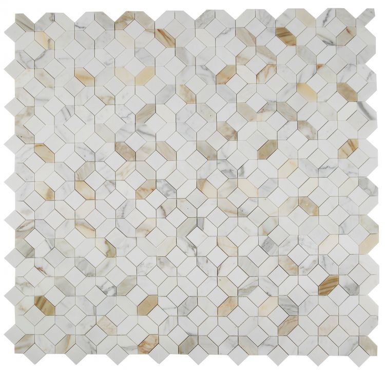 Luna Sun Polished Octagon Marble Mosaic Tile-Marble Mosaic-American Tile Depot