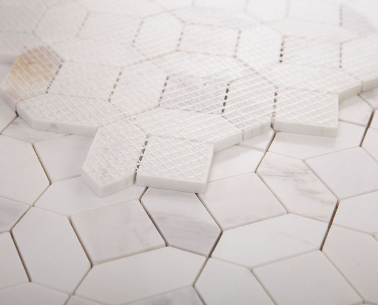 Luna Volakas White Polished Octagon Marble Mosaic Tile-Marble Mosaic-American Tile Depot