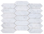 Sapphire Carrara Honed Elongated Hexagon Marble Mosaic Tile-Marble Mosaic-American Tile Depot