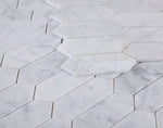 Sapphire Carrara Honed Elongated Hexagon Marble Mosaic Tile-Marble Mosaic-American Tile Depot