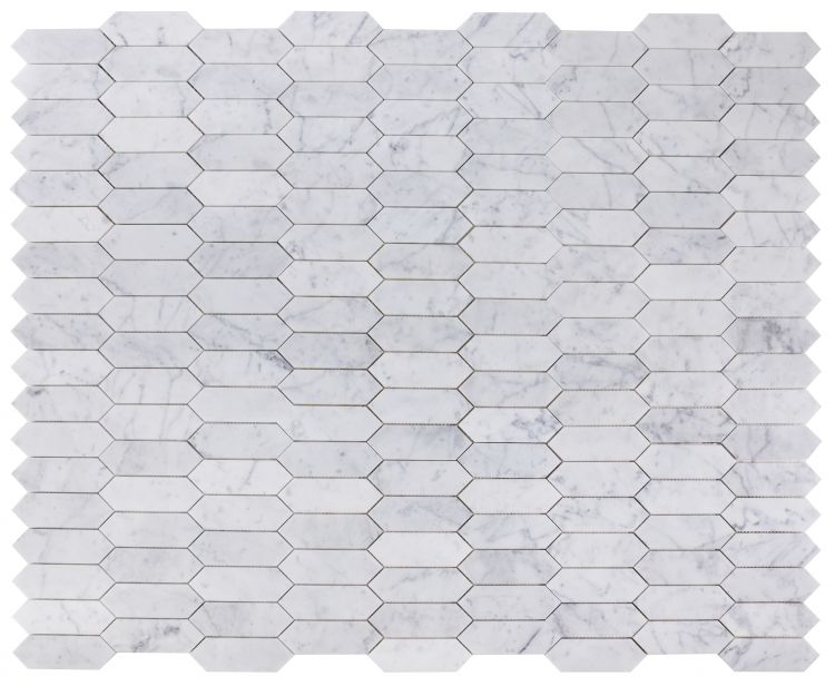 Sapphire Carrara Honed Elongated Hexagon Marble Mosaic Tile-Marble Mosaic-American Tile Depot