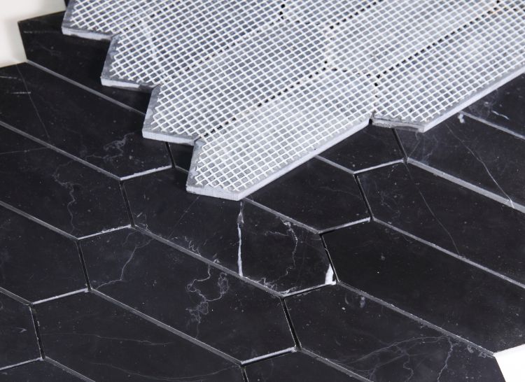 Sapphire Marquina Honed Elongated Hexagon Marble Mosaic Tile-Marble Mosaic-American Tile Depot