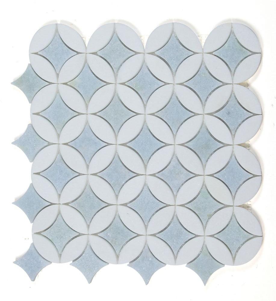 Sample of Precious Stone Embrace Crystal Ocean Polished Circular Marble Mosaic Tile-Sample-American Tile Depot