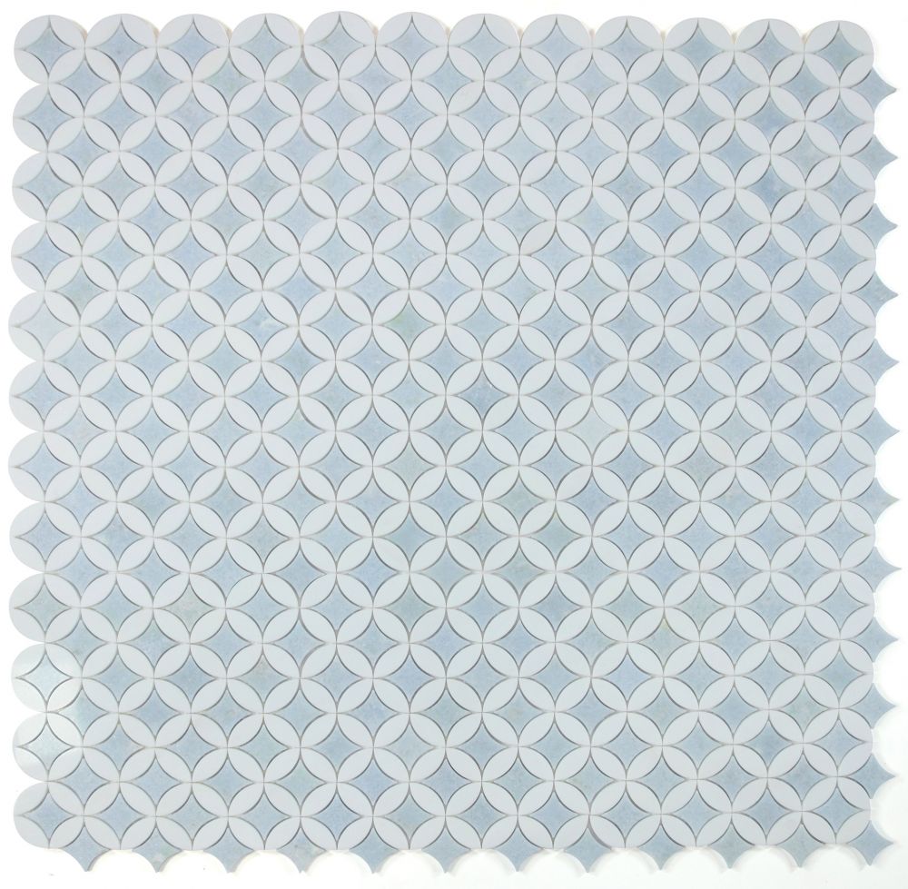 Sample of Precious Stone Embrace Crystal Ocean Polished Circular Marble Mosaic Tile-Sample-American Tile Depot