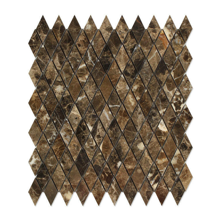 Emperador Dark Marble Polished 1" Diamond Mosaic Tile-Marble Mosaic-American Tile Depot