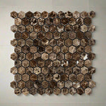 Emperador Dark Marble Polished 1" Mini Hexagon Mosaic Tile-Marble Mosaic-American Tile Depot