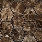 Emperador Dark Marble Polished 2" Hexagon Mosaic Tile-Marble Mosaic-American Tile Depot