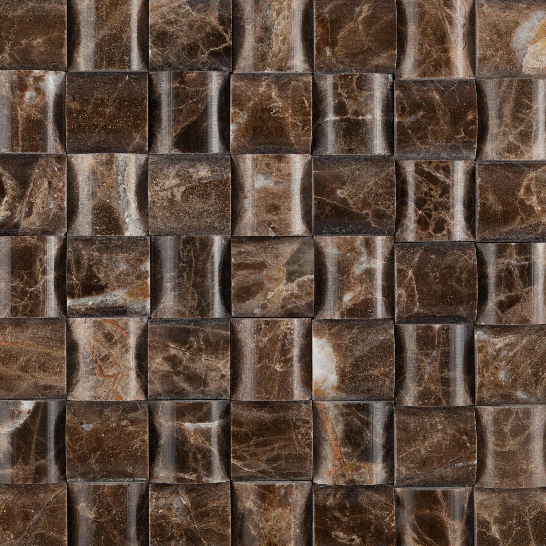 Emperador Dark Marble Polished 3D Small Bread Mosaic Tile-Marble Mosaic-American Tile Depot