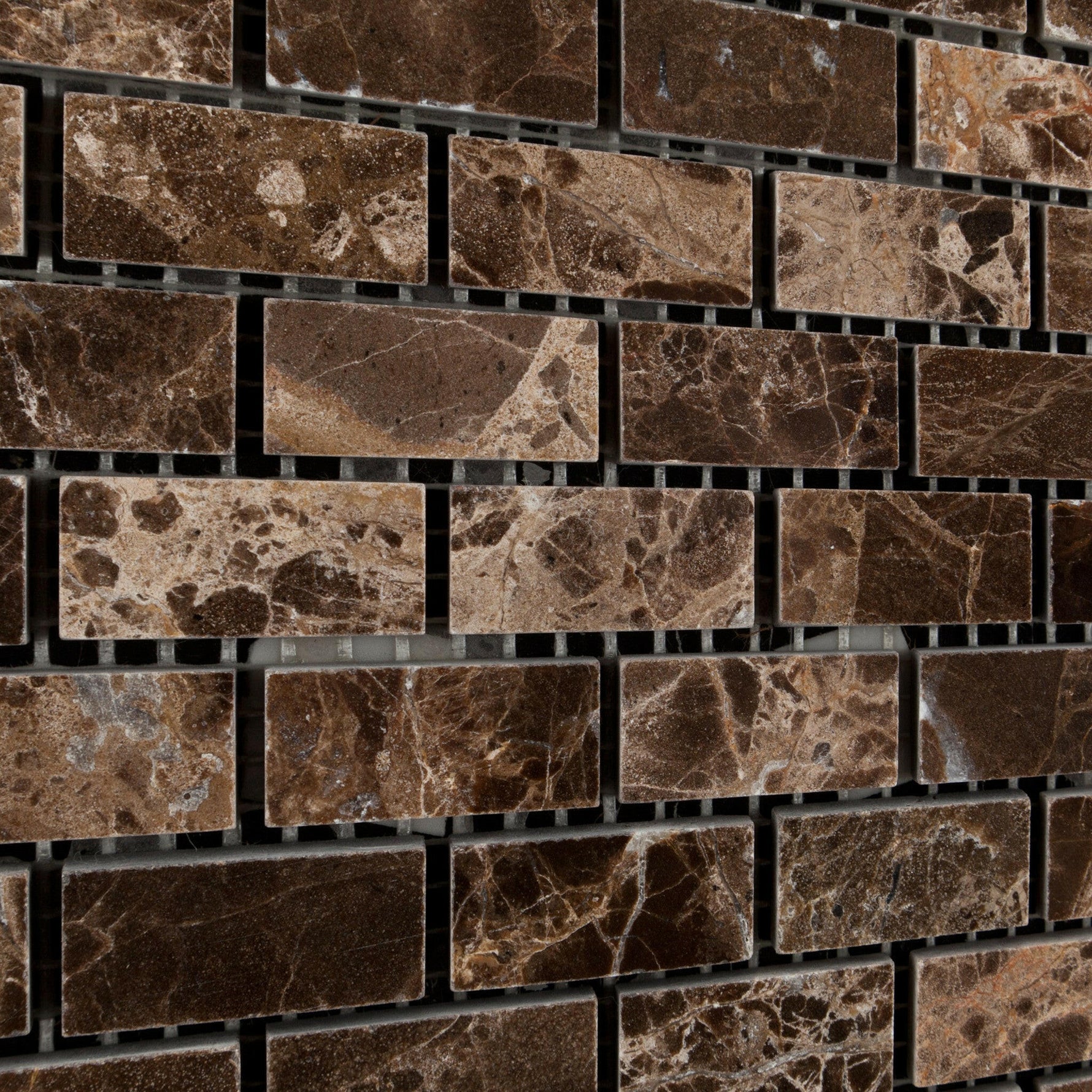 Emperador Dark Marble Polished Baby Brick Mosaic Tile-Marble Mosaic-American Tile Depot