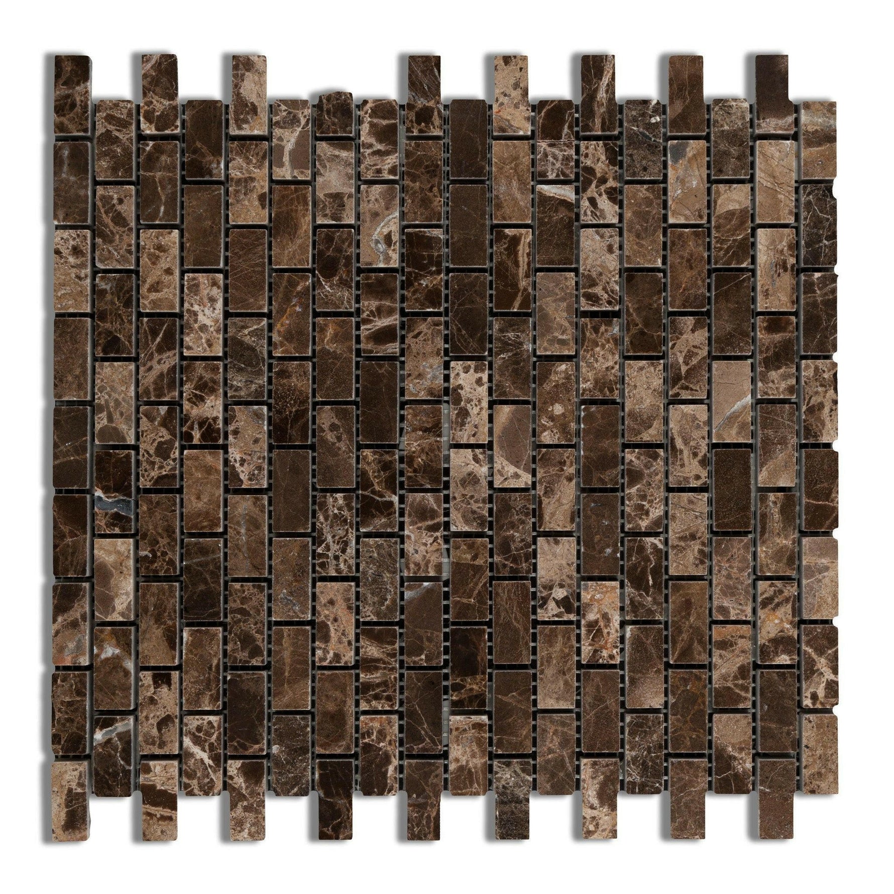 Emperador Dark Marble Polished Baby Brick Mosaic Tile-Marble Mosaic-American Tile Depot