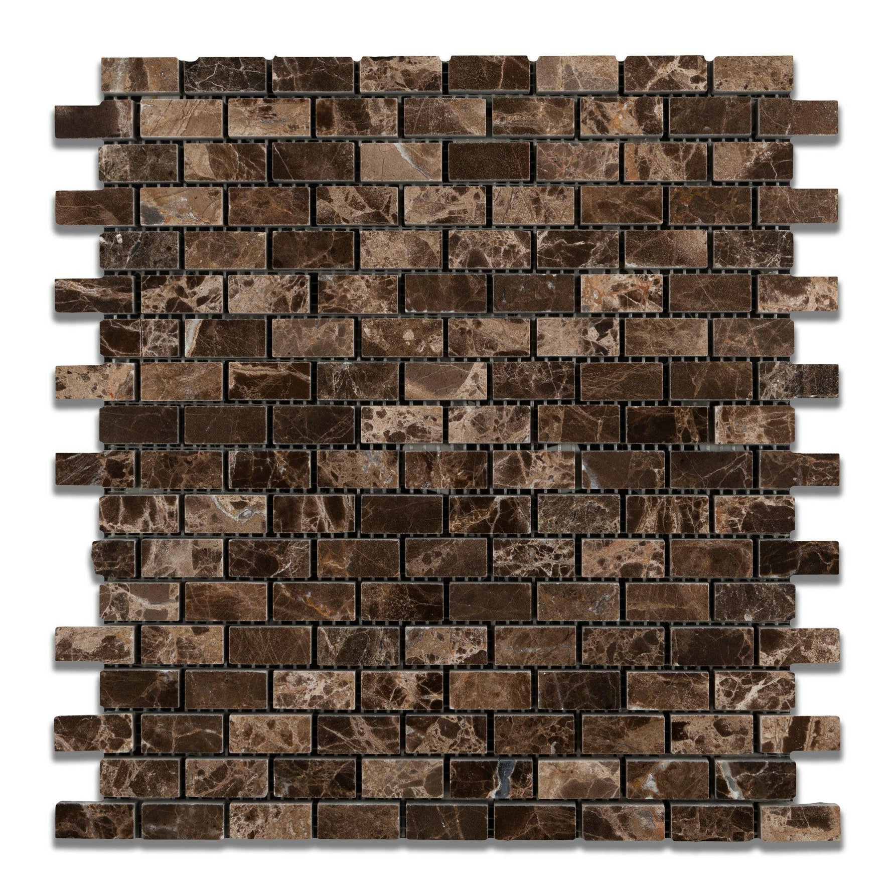 Emperador Dark Marble Polished Baby Brick Mosaic Tile-Marble Mosaic-American Tile Depot