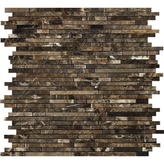 Emperador Dark Marble Polished Bamboo Sticks Mosaic Tile-Marble Mosaic-American Tile Depot