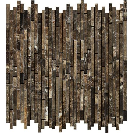 Emperador Dark Marble Polished Bamboo Sticks Mosaic Tile-Marble Mosaic-American Tile Depot