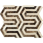 Emperador Dark Marble Polished Berlinetta Mosaic Tile w/ Crema Marfil-Marble Mosaic-American Tile Depot