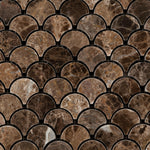 Emperador Dark Marble Polished Fan Mosaic Tile-Marble Mosaic-American Tile Depot