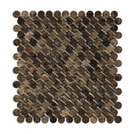 Emperador Dark Marble Polished Penny Round Mosaic Tile-Marble Mosaic-American Tile Depot