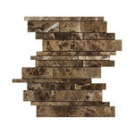 Emperador Dark Marble Polished Random Strip Mosaic Tile-Marble Mosaic-American Tile Depot