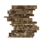 Emperador Dark Marble Polished Random Strip Mosaic Tile-Marble Mosaic-American Tile Depot