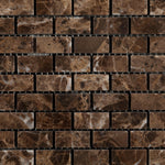 Emperador Dark Marble Tumbled Baby Brick Mosaic Tile-Marble Mosaic-American Tile Depot