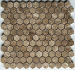 Emperador Light Marble Polished 1" Mini Hexagon Mosaic Tile-Marble Mosaic-American Tile Depot