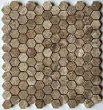 Emperador Light Marble Polished 1" Mini Hexagon Mosaic Tile-Marble Mosaic-American Tile Depot