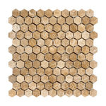 Emperador Light Marble Polished 1" Mini Hexagon Mosaic Tile-Marble Mosaic-American Tile Depot