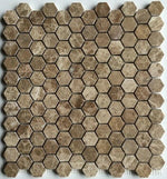 Emperador Light Marble Polished 1" Mini Hexagon Mosaic Tile-Marble Mosaic-American Tile Depot