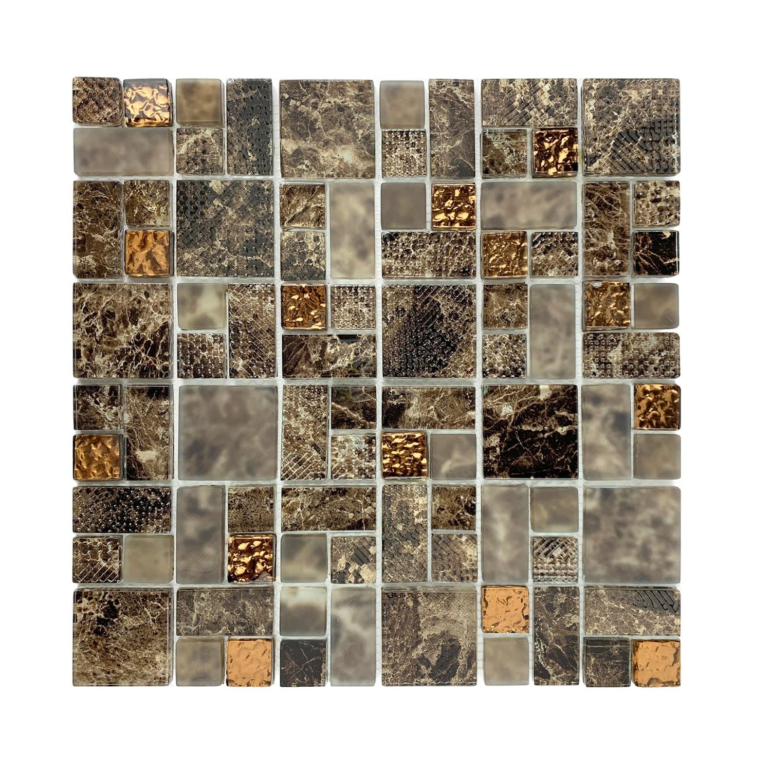 Emperador Marble Look Glass Mosaic Tile-Glass Mosaic-American Tile Depot