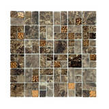 Emperador Marble Look Glass Mosaic Tile