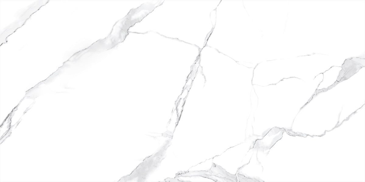 12 X 24 Calacatta White Polished Marble Look Porcelain Tile