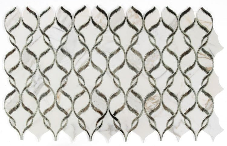 Fame Mirror Calacatta Polished Twirl Mosaic Wall Tile-Mixed Mosaic-American Tile Depot