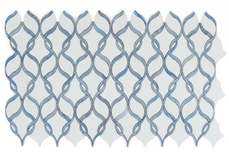 Fame Sapphire Polished Twirl Marble Mosaic Wall Tile-Marble Mosaic-American Tile Depot